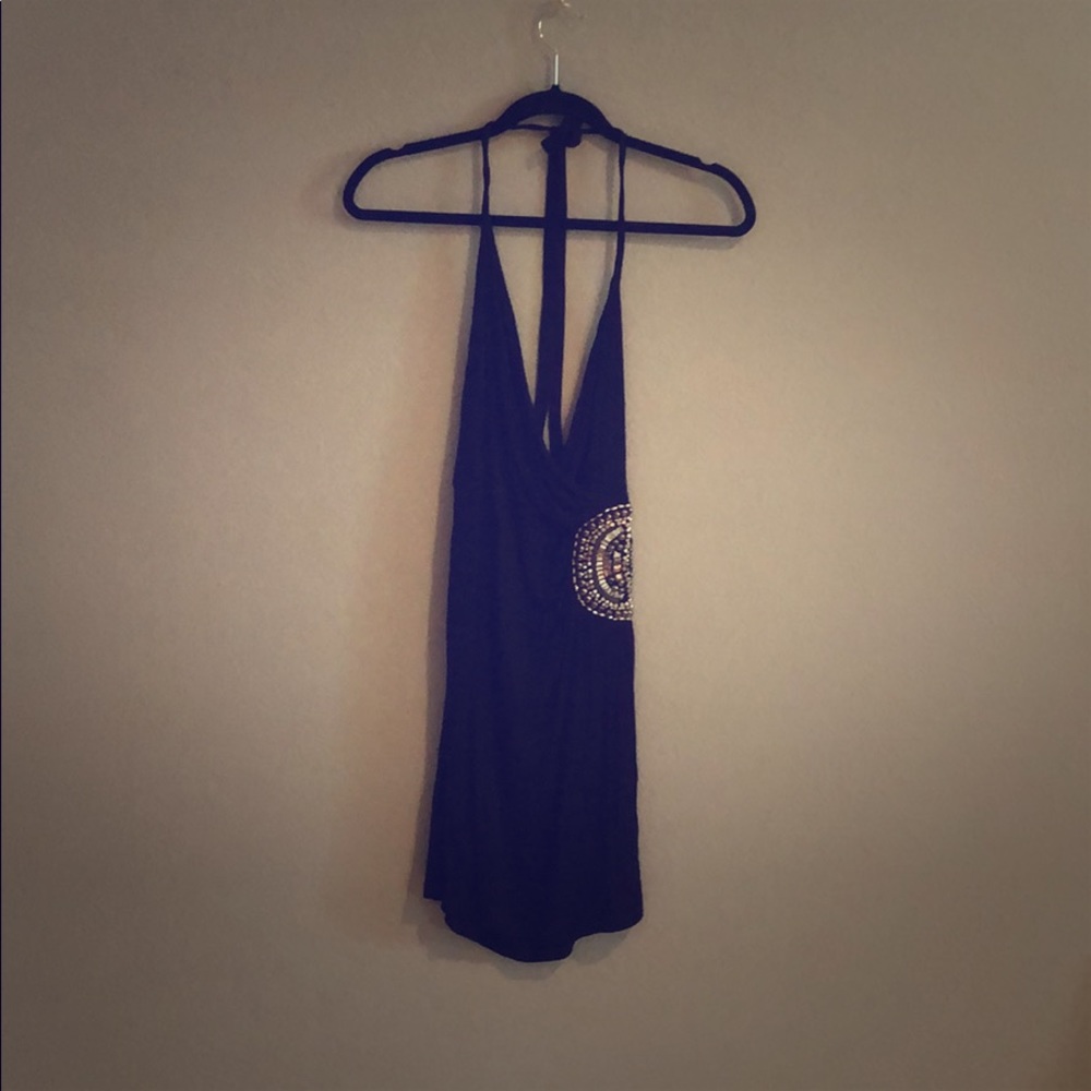 Black halter party dress
